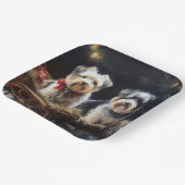 Biewer Terrier Snowy Sleigh Weihnachtsdekor Pappteller (Gewinkelt)