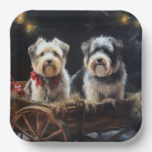 Biewer Terrier Snowy Sleigh Weihnachtsdekor Pappteller (Vorderseite)