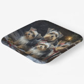 Biewer Terrier Snowy Sleigh Weihnachtsdekor Pappteller (Gewinkelt)