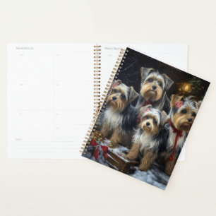 Biewer Terrier Snowy Sleigh Weihnachtsdekor Planer