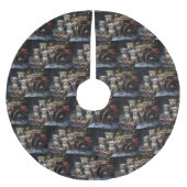 Biewer Terrier Snowy Sleigh Weihnachtsdekor Polyester Weihnachtsbaumdecke (Vorderseite)