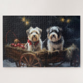 Biewer Terrier Snowy Sleigh Weihnachtsdekor Puzzle (Horizontal)