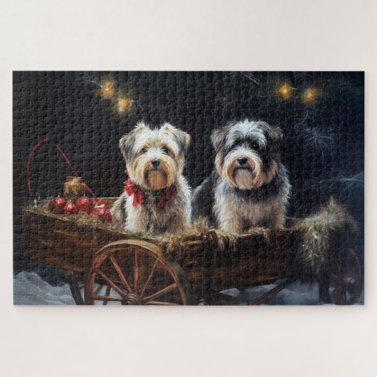 Biewer Terrier Snowy Sleigh Weihnachtsdekor Puzzle (Horizontal)