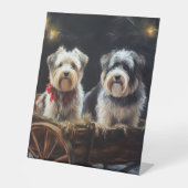 Biewer Terrier Snowy Sleigh Weihnachtsdekor Sockelschild (Vorderseite)