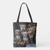 Biewer Terrier Snowy Sleigh Weihnachtsdekor Tasche (Rückseite)