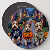 Biewer Terrier Trick-or-Treating Halloween-Kostüm Button (Vorne & Hinten)
