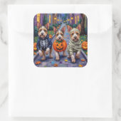Biewer Terrier Trick-or-Treating Halloween-Kostüm Quadratischer Aufkleber (Tasche)