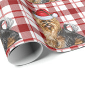 Biewer Terrier und Red Holiday Karierte Weihnachte Geschenkpapier (Rolleneckpunkt)