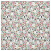 Biewer Terrier Vintage Blumen Stoff (Muster)