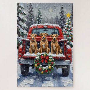 Biewer Terrier Weihnachten Rotes Lastwagen Ferien Puzzle