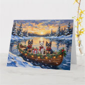 Biewer Terrier Weihnachtsboot Urlaub Karte (Gelbe Blume)