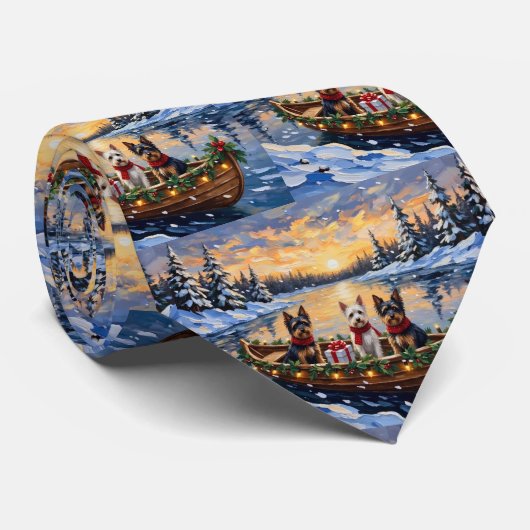 Biewer Terrier Weihnachtsboot Urlaub Krawatte (Gerollt)