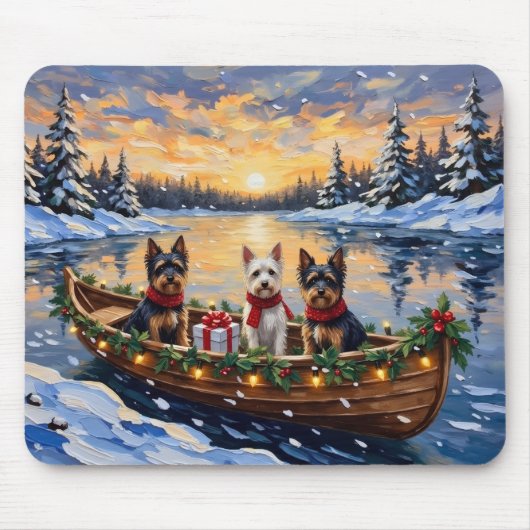Biewer Terrier Weihnachtsboot Urlaub Mousepad (Vorne)