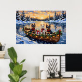 Biewer Terrier Weihnachtsboot Urlaub Poster (Heimbüro)