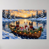 Biewer Terrier Weihnachtsboot Urlaub Poster (Vorne)