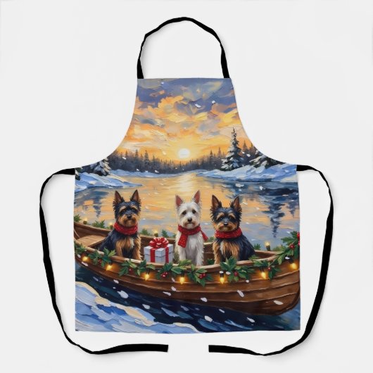 Biewer Terrier Weihnachtsboot Urlaub Schürze (Vorderseite)