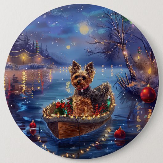 Biewer Terrier Weihnachtsfeiertage Button (Vorderseite)