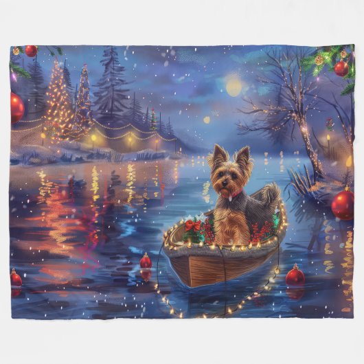 Biewer Terrier Weihnachtsfeiertage Fleecedecke (Vorderseite (Horizontal))