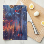 Biewer Terrier Weihnachtsfeiertage Geschirrtuch (Viertel Falte)