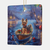 Biewer Terrier Weihnachtsfeiertage Keramikornament (Links)