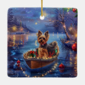 Biewer Terrier Weihnachtsfeiertage Keramikornament (Rückseite)