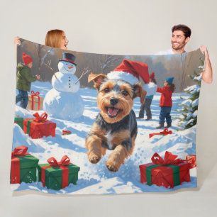 Biewer Terrier Weihnachtsfest Schnee Szene Fleecedecke