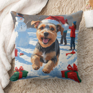 Biewer Terrier Weihnachtsfest Schnee Szene Kissen
