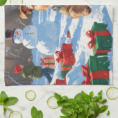 Biewer Terrier Weihnachtsfest-Schneeszene Geschirrtuch (Gefaltet)