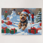 Biewer Terrier Weihnachtsfest-Schneeszene Puzzle (Horizontal)