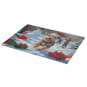 Biewer Terrier Weihnachtsfest-Schneeszene Schneidebrett (Ecke)