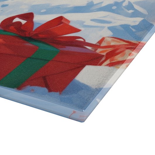 Biewer Terrier Weihnachtsfest-Schneeszene Schneidebrett (Ecke)