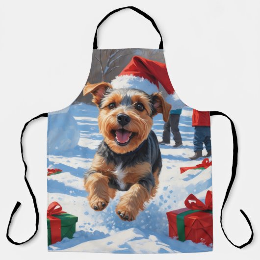 Biewer Terrier Weihnachtsfest-Schneeszene Schürze (Vorderseite)