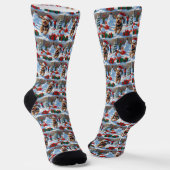 Biewer Terrier Weihnachtsfest-Schneeszene Socken (Gewinkelt)