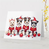 Biewer Terrier Weihnachtskleid Santa Hut Karte (Gelbe Blume)