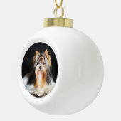 Biewer Terrier Weihnachtsschmuck Keramik Kugel-Ornament (Rechts)