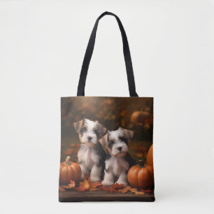 Biewer Terrier Welpe Herbstfreude Kürbis  Tasche