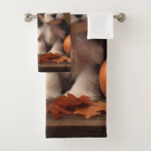 Biewer Terrier Welppy Autumn Delight Pumpkin Badhandtuch Set (Insitu)