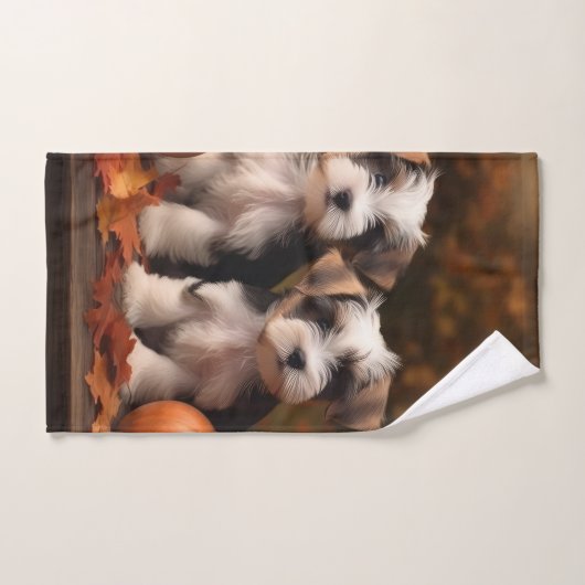 Biewer Terrier Welppy Autumn Delight Pumpkin Badhandtuch Set (Handtuch)