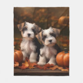 Biewer Terrier Welppy Autumn Delight Pumpkin Fleecedecke (Vorderseite)