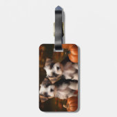 Biewer Terrier Welppy Autumn Delight Pumpkin Gepäckanhänger (Rückseite vertikal)
