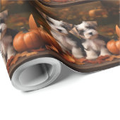 Biewer Terrier Welppy Autumn Delight Pumpkin Geschenkpapier (Rolleneckpunkt)