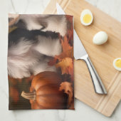 Biewer Terrier Welppy Autumn Delight Pumpkin Geschirrtuch (Viertel Falte)