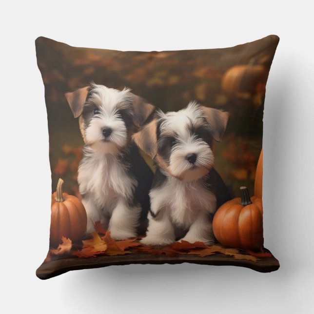 Biewer Terrier Welppy Autumn Delight Pumpkin Kissen (Rückseite)