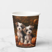 Biewer Terrier Welppy Autumn Delight Pumpkin Pappbecher (Vorderseite)