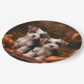 Biewer Terrier Welppy Autumn Delight Pumpkin Pappteller (Schrägansicht)