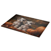 Biewer Terrier Welppy Autumn Delight Pumpkin Schneidebrett (Ecke)