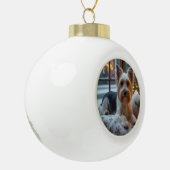 Biewer Terrier With Christmas Lights Holiday Keramik Kugel-Ornament (Links)