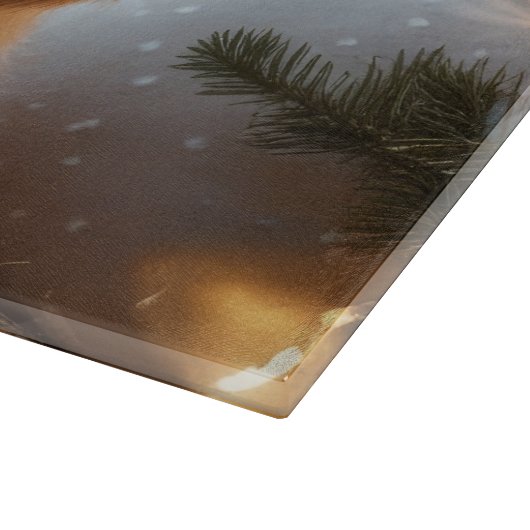 Biewer Terrier With Christmas Lights Holiday Schneidebrett (Ecke)