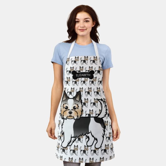 Biewer Terrier Yorkie Niedlich Cartoon Dogs & Name Schürze (Getragen)