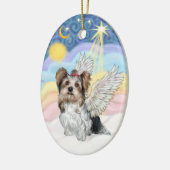 Biewer Yorkie Angel - Wolken #3 Keramik Ornament (Links)